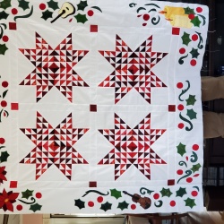 Finally got the appliqué finished and the borders attached.   Christmas at our house always has music!   Quilting will have to wait for other tops to get done.