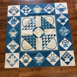 At last finished the basket quilt top.  What lessons I learned from Alex!